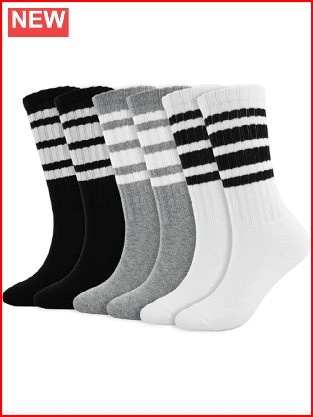 Striped Crew Socks Cotton Blend Comfort Fit Athletic Women